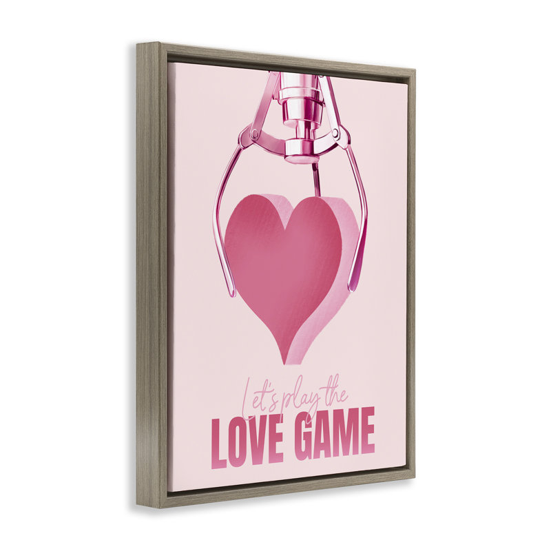 «Love Game with Heart», art mural encadré sur toile flottante par Ziwei Li, Cadre flottant orme Montalcino, H 21 po x l 17 po