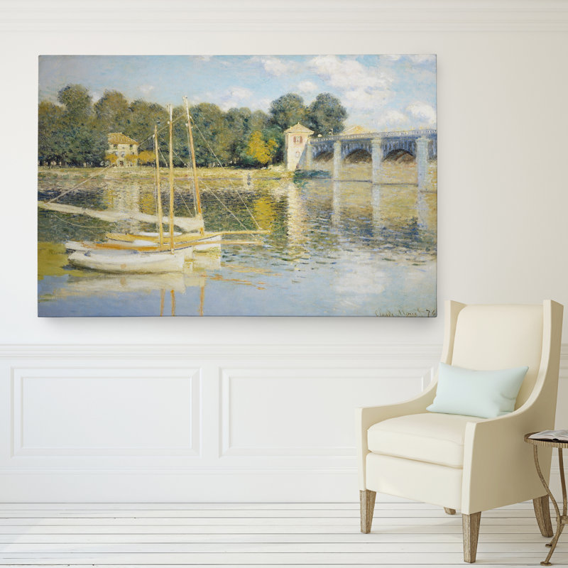 «Bridge at Argenteuil» par Claude Monet, reproduction, H 18 po x l 27 po x P 1,5 po, Toile tendue