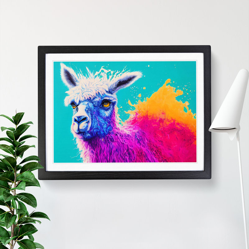 Llama Splash Vol.4 Abstract - Single Picture Frame Print, Black, 46cm H x 64cm W