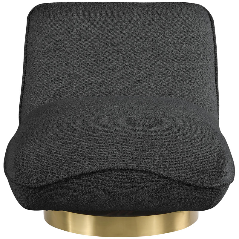 Iyden Upholstered Swivel Slipper Chair, Black Boucle Fabric