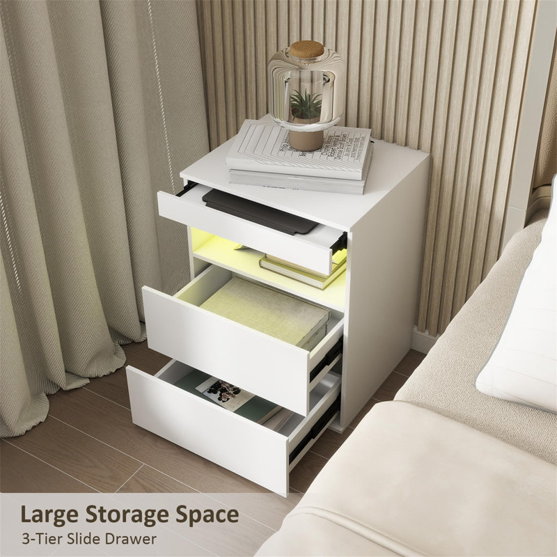 45cm W Manufactured Wood Bedside Table