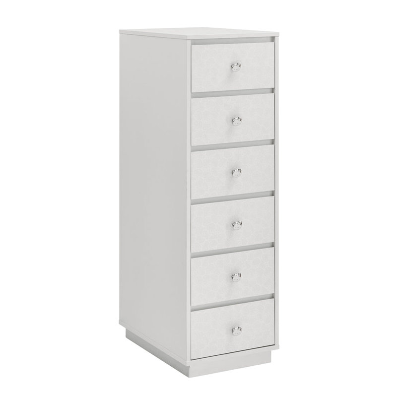 Hello Kitty SlayStation 6 Drawer with All Over Hello Kitty Pattern Front Panels Makeup Vanity Storage Unit, White Silver
