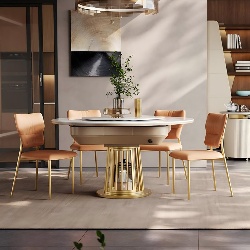 Table de salle à manger automatique moderne de luxe avec table tournante et fonction de chauffage pour les règles chinoises