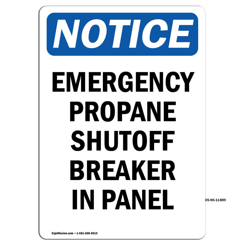 Panneau d'arrêt d'urgence au propane