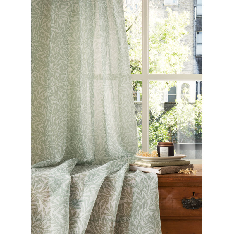 ORIGINAL WILLOW VOILE PANEL CURTAIN, Green, 137cm W x 137cm L
