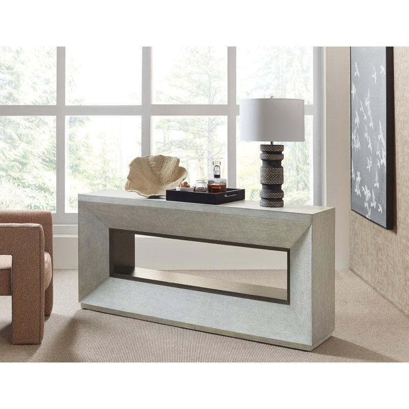Gray Oak and Antique Brass Rustic Console with Storage