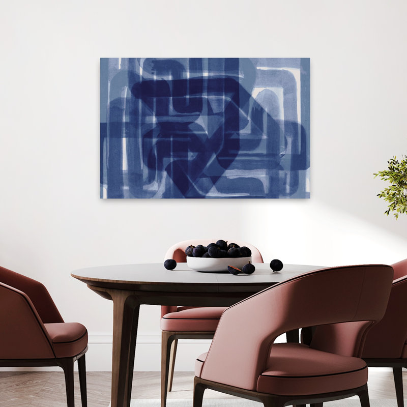 Art contemporain abstrait équation indigo, H 24 po x l 36 po
