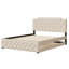 Grand lit tapissier en lin avec couchette simple et port, lit plateforme beige, gigogne, couleur