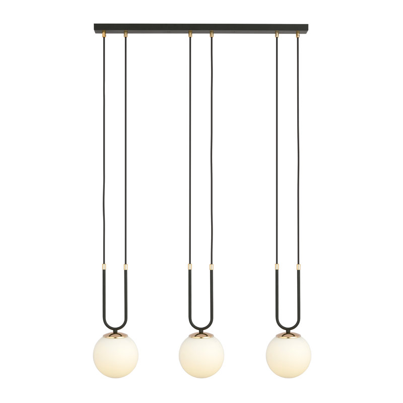 Normandin 3 - Light Kitchen Island Pendant, Opal, Black