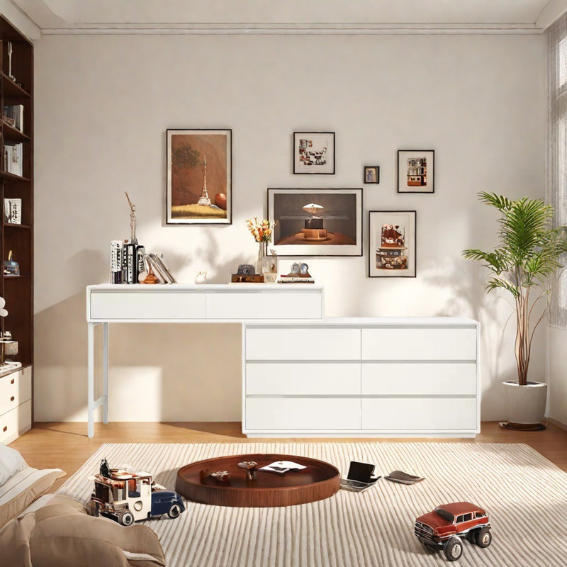 Commode multifonctionnelle de style crème, Blanc