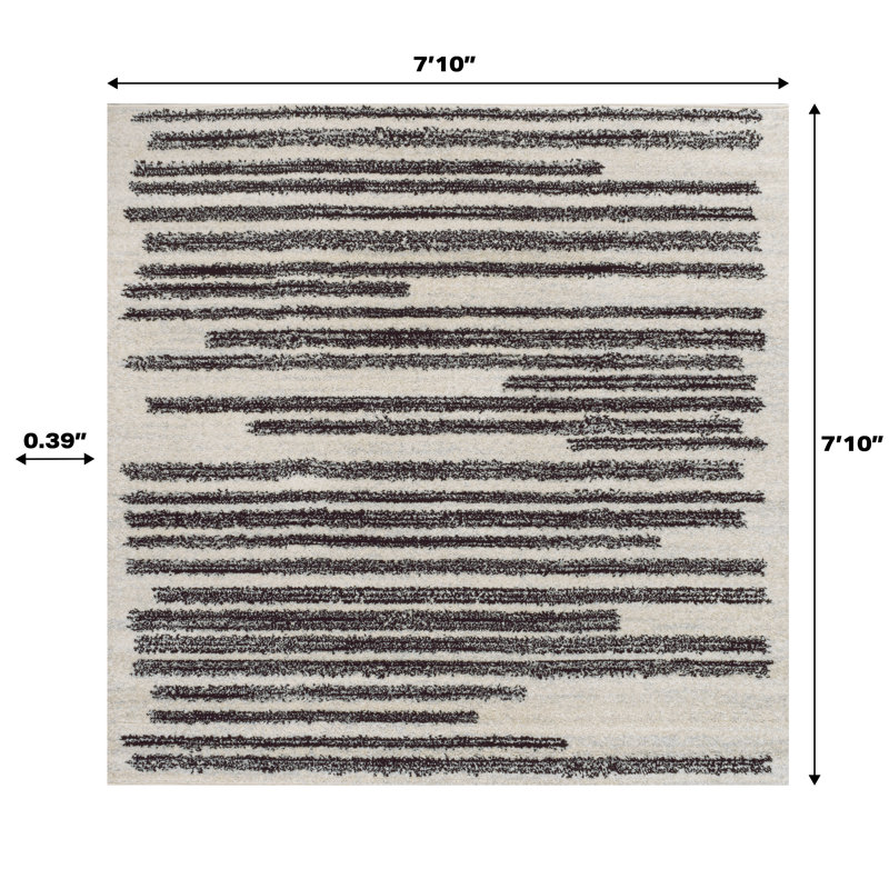 Tapis crème / noir Augie, Carré 7 pi 10 po