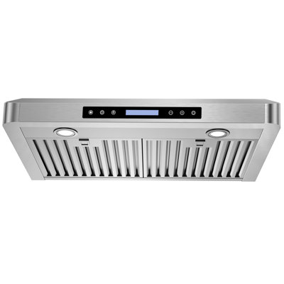 Hotte sous un meuble à conduit 30 pouces, 900 pi³ / min, 4 vitesses, télécommande en acier inoxydable et panneau tactile avec lumières DEL