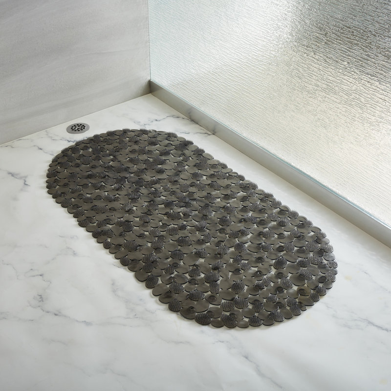  Extra Long Massaging Texture Design Bath Mat in Smoke, Gray Brown