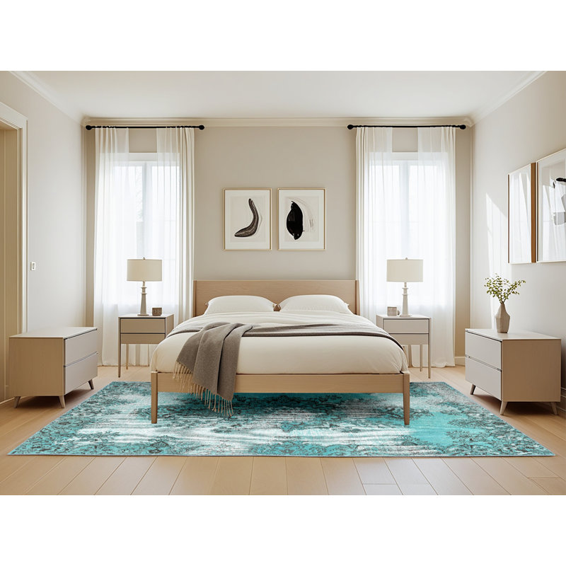 Tapis oriental bleu / gris, Rectangle 5 pi x 8 pi