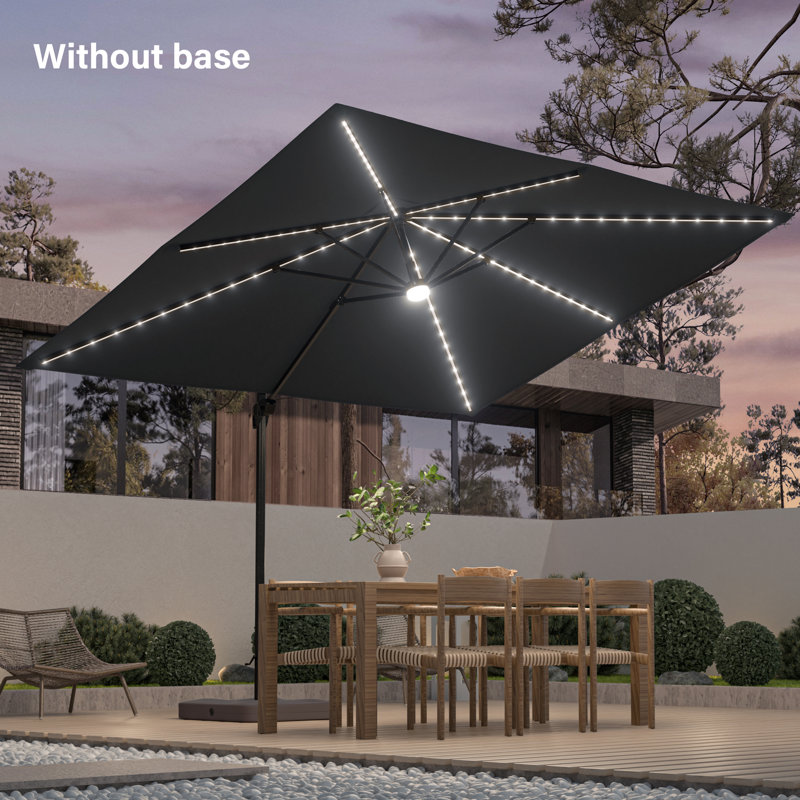 Parasol rectangulaire en porte-à-faux 11,5 pi x 9 pi Clair, Noir