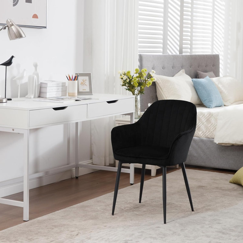 Shepton 46cm H Velvet Upholstered Armchair, Black