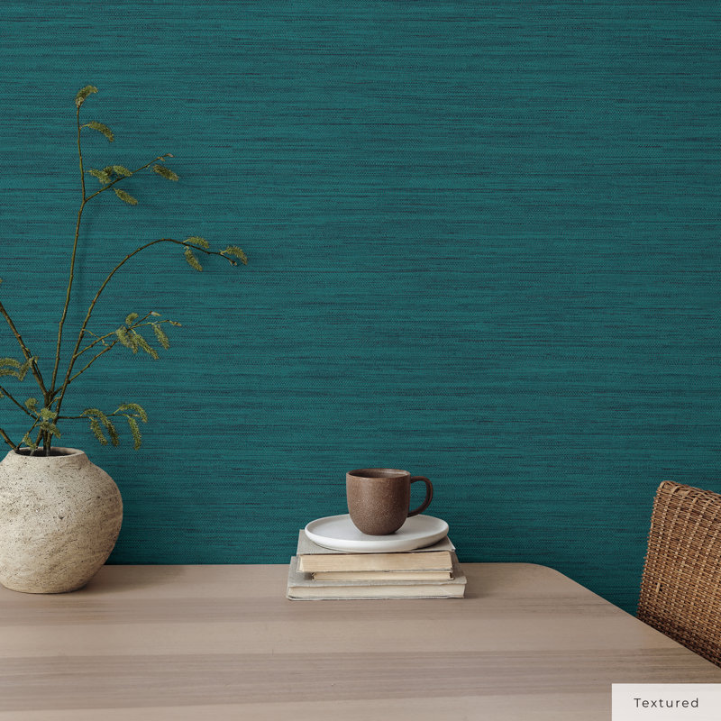 Montaldi 16.5' L x 20.5" W Textured Peel and Stick Wallpaper Roll, Mediterranean Teal