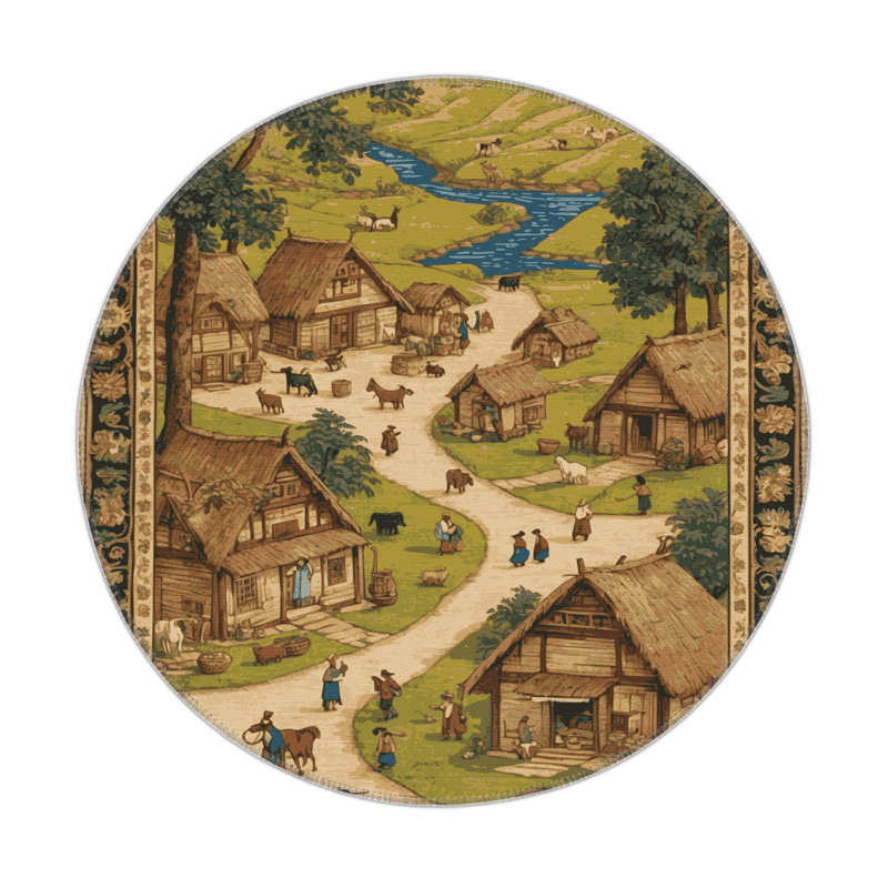 Tapis d'intérieur et d'extérieur brun Persian, Rond 5 pi