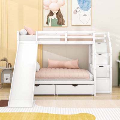 Evania Kids Twin Over Full Bunk Bed with Drawers