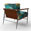 Chaise d'appoint abstraite - Waves of Turquoise, and Brown I-1155126149
