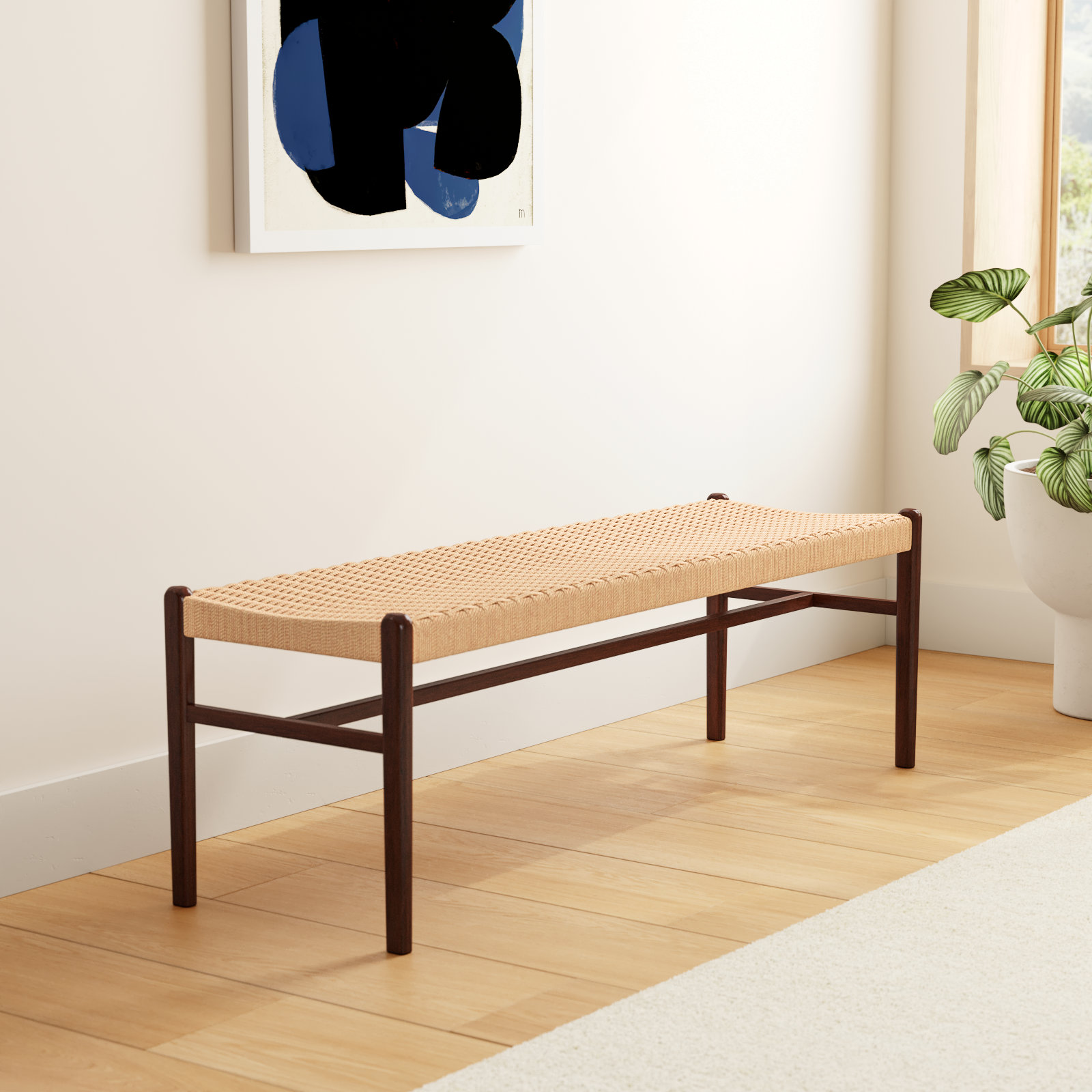 Piper Bedroom Bench, 18" H x 56" W x 17" D, Natural