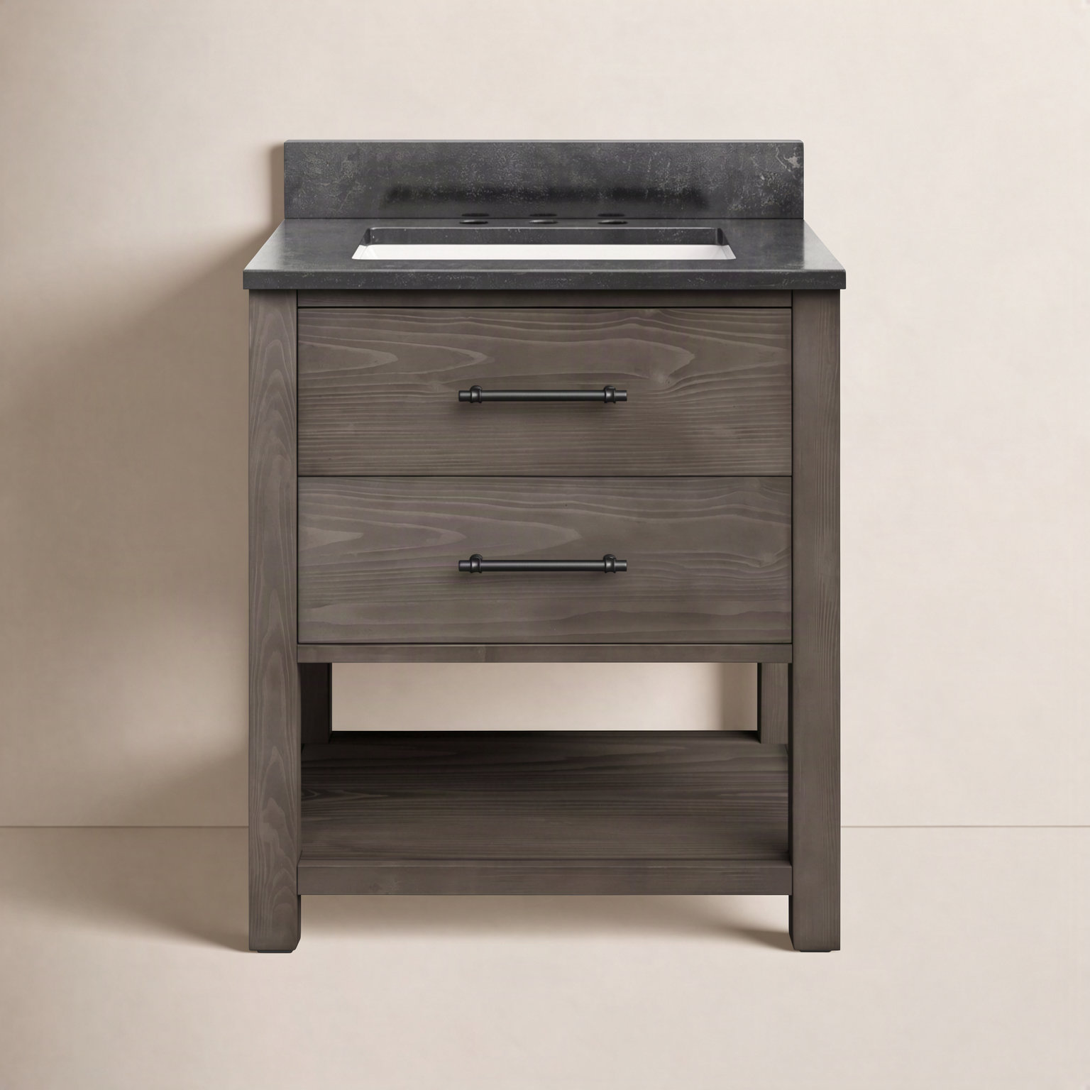 Keri 30" Carrara Marble Single Bathroom Vanity, Smoke Gray/Matte Black