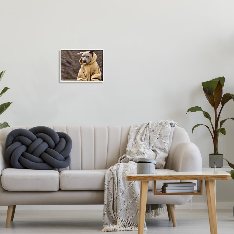 Magnifique chien portant un confortable capuchon jaune, ensemble de giclées, art texturé par Michael Brian, L 14 po x H 11 po