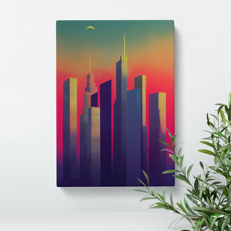 Awesome City Skyline Abstract - Wrapped Canvas, 60cm H x 40cm W x 3cm D