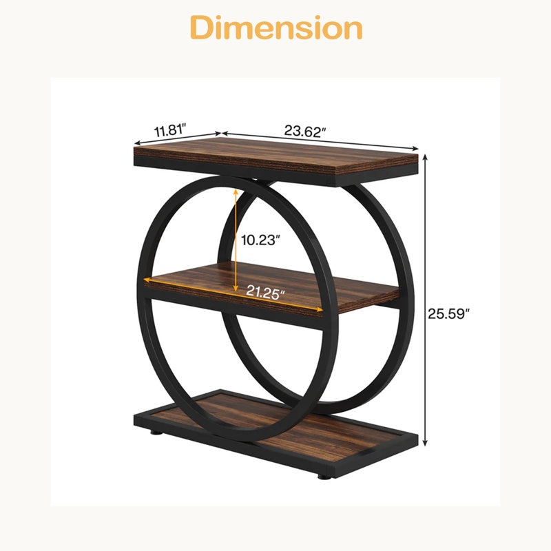 3-Tier Sofa Side Table,Modern End Table
