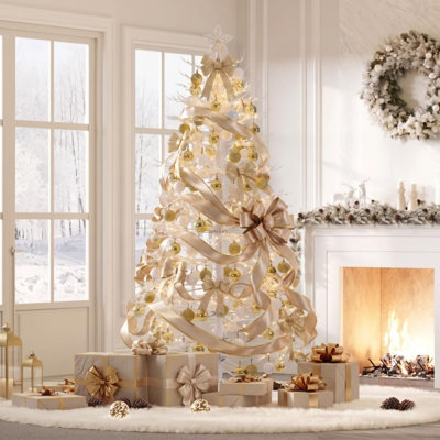 Sapin de Noël pré-illuminé de 1,80 m avec lumières DEL et décorations en forme de boule