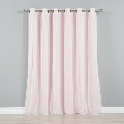 Granados Solid Blackout/Room Darkening Thermal Grommet 1 Sheer Curtain Panel and 1 Solid Curtain Panel Set