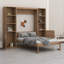 Grand lit escamotable en bois avec tablettes et armoires de rangement
