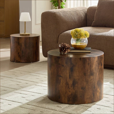 2 pièces Table basse gigogne ronde en bois aggloméré pour le salon