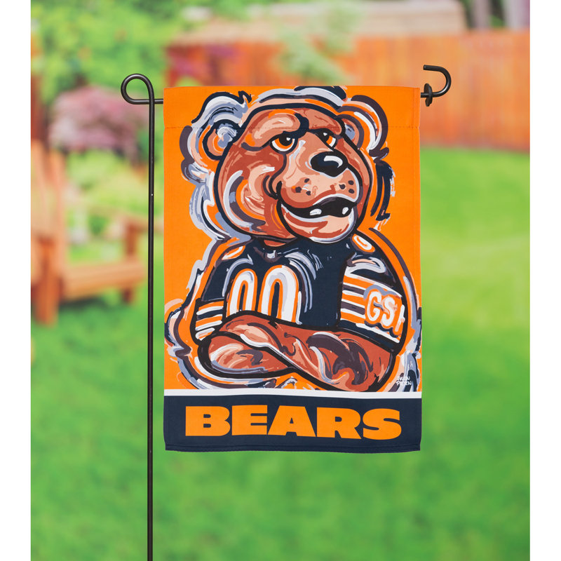 Chicago Bears Double-Sided Suede Garden Flag with Mascot Artwork