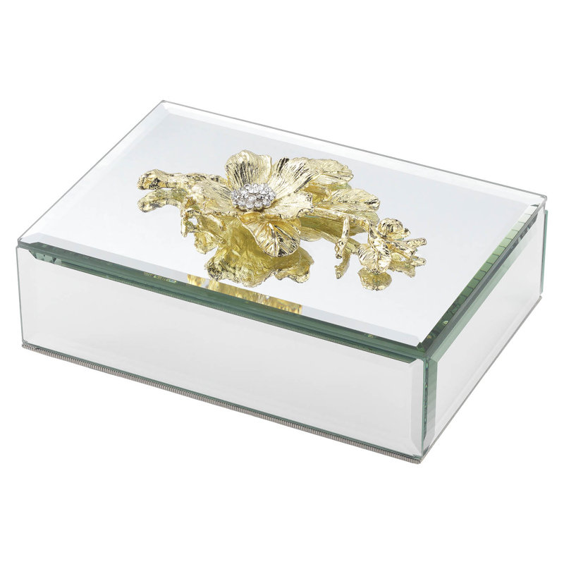 Botanica Glass Decorative Box, Gold