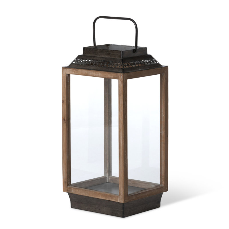 Lanterne rustique en bois, L 11 po x l 9,5 po x H 26,25 po