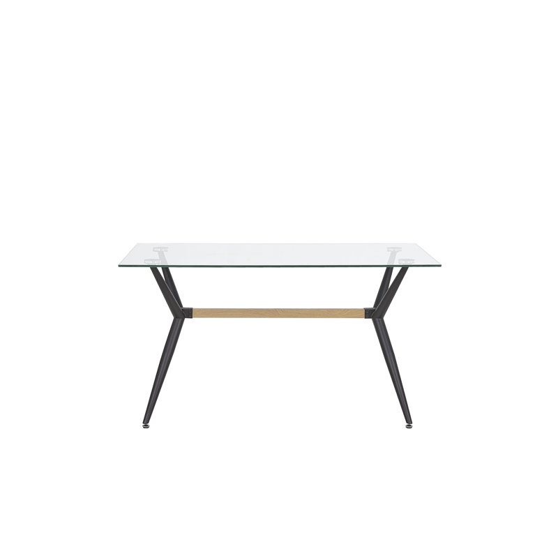Naheil Glass Top Metal Base Dining Table