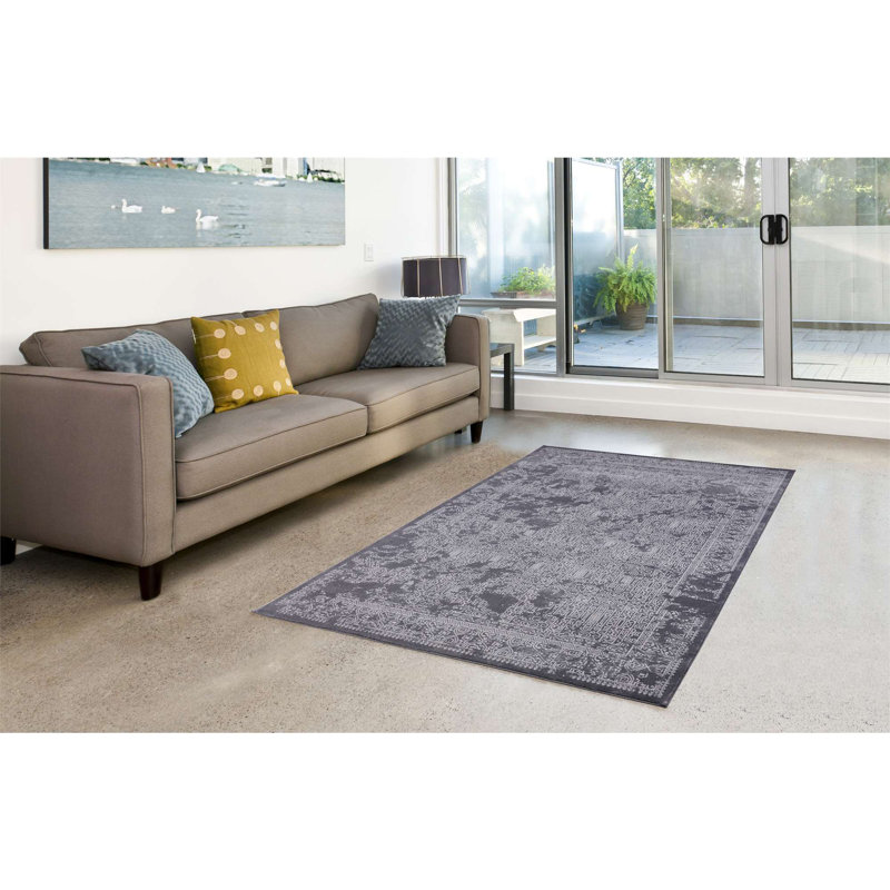 Tapis à motif Sud-Ouest gris Rundle, Rectangle 5 pi 3 po x 7 pi 7 po