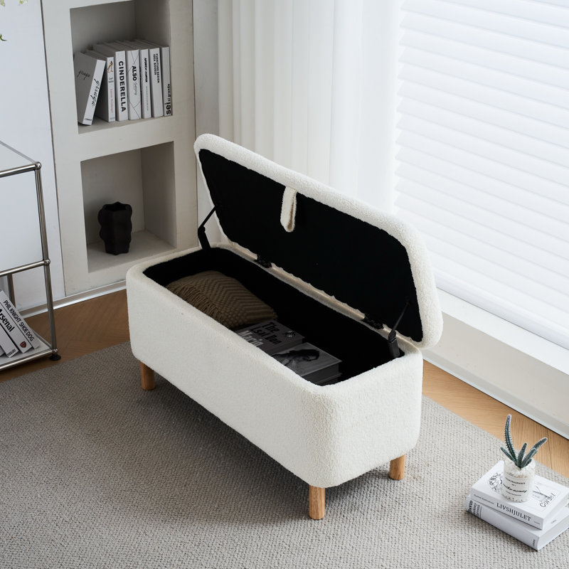 Dayvian 39.3" Storage Ottoman Bench for End of Bed, White
