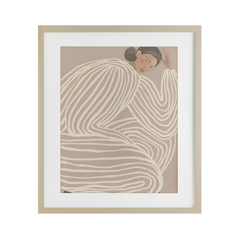 «Minimalist Lady in Stripes», reproduction encadrée sous verre, design par Anna Lischenko, H 16 po x l 13 po