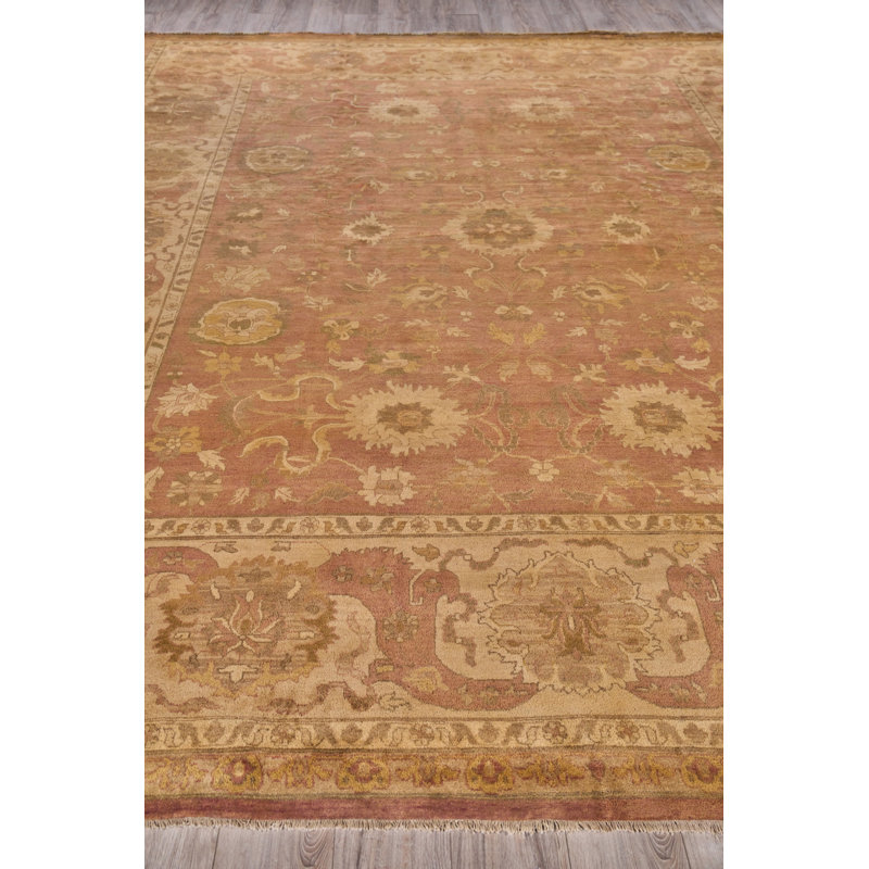 Hand-Knotted Floral Wool Rectangular Area Rug, 12'3" x 15'6"