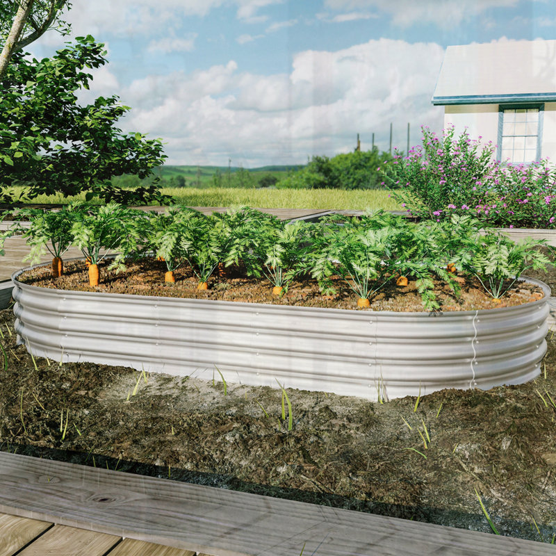 Galvanized Planter Raised Garden Beds, 12" H x 96" W x 48" D