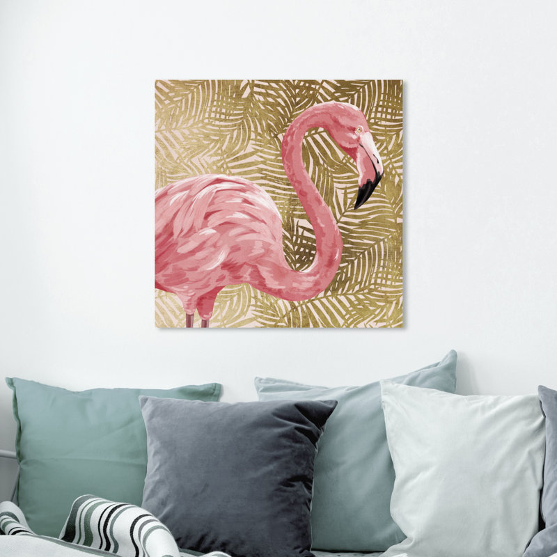 «Flamingo Profile Gold», peinture sur toile, H 24 po x l 24 po x P 1,5 po