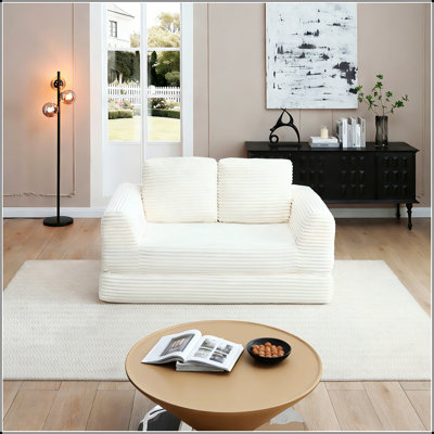 Canapé-lit pliant convertible 2-en-1, canapé-lit en velours côtelé moderne avec 2 coussins, causeuse futon rembourrée et désossée avec lit escamotable, canapé modulaire pliant pour le salon