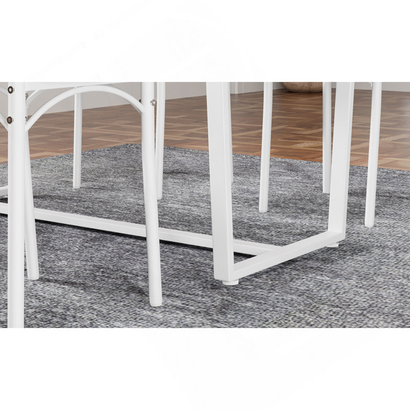 Ensemble de table et de chaises quatre pièces avec dossier, style industriel, structure solide, Brun / Blanc