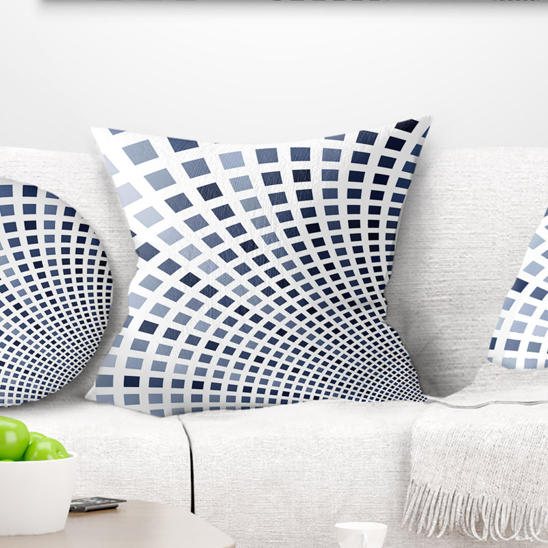 Blue Square Pixel Mosaic - Abstract Printed Pillow, 16" x 16", Throw Pillow