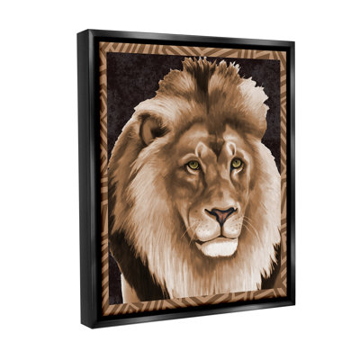"Lion avec bordure géométrique" par Lucca Sheppard sur toile