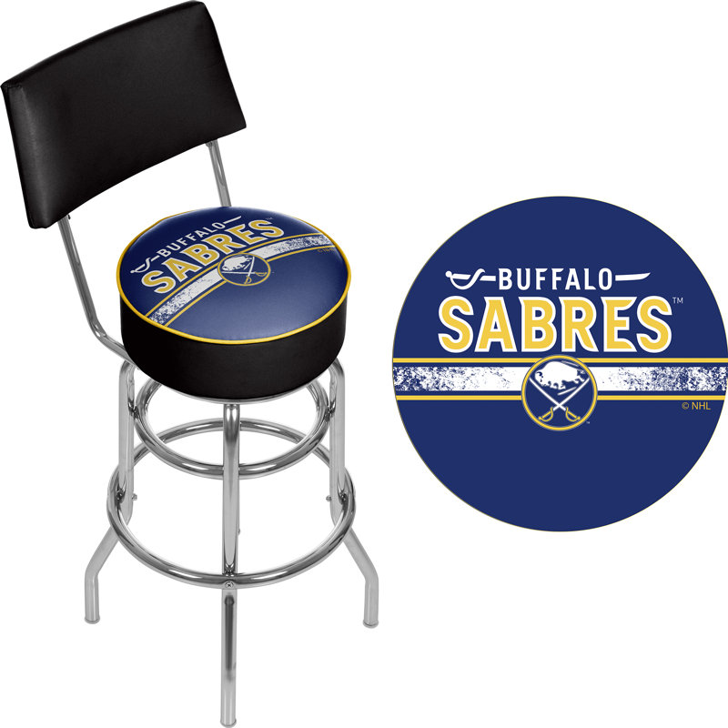 NHL Swivel Upholstered Counter Stool with Metal Frame, Buffalo Sabres