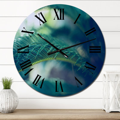 Feuilles de palmier tropicales - vert naturel - horloge murale tropicale