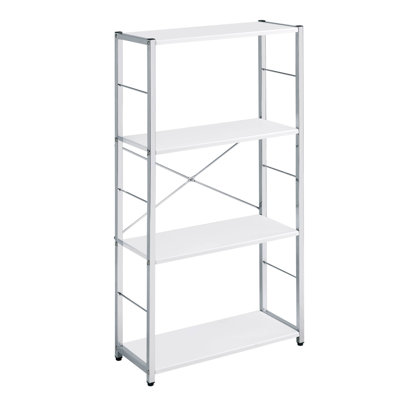 White And Chrome 4-Tier Rectangular Bookshelf